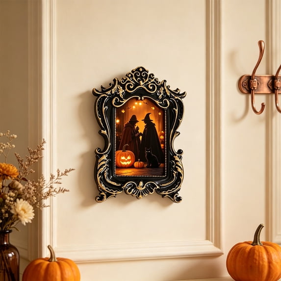 Feledorashia Gothic Shadow Box, Baroque Display Frame, Ornate Hollow Frame for Dried Flowers Keepsakes and Halloween Decor, Resin Frame with Sculpted Scrollwork Deep Cavity and Vintage Border