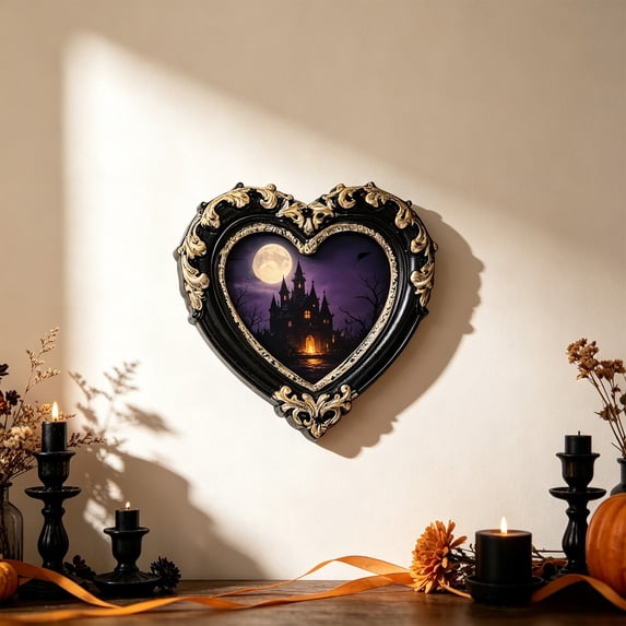 Feledorashia Gothic Shadow Box, Baroque Display Frame, Ornate Hollow Frame for Dried Flowers Keepsakes and Halloween Decor, Resin Frame with Sculpted Scrollwork Deep Cavity and Vintage Border