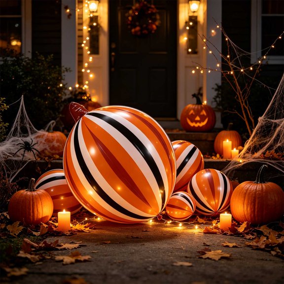 Feledorashia Halloween Balloons, Foil Balloons, Large Inflatable Pumpkin Balloons for Fall Harvest Party Decorations, Durable PVC Material, Reusable and Easy to Inflate Indoor Outdoor Decor