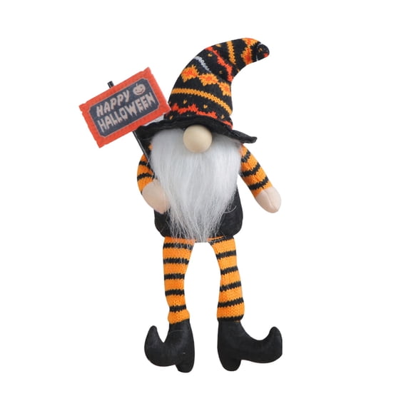 Feledorashia Halloween Gnome, Witch Gnome, Tall Hat Striped Leg Faceless Witch Gnome Lint Doll, Cloth Fabric Cotton Filled Sand Weighted Base Tabletop Ornament