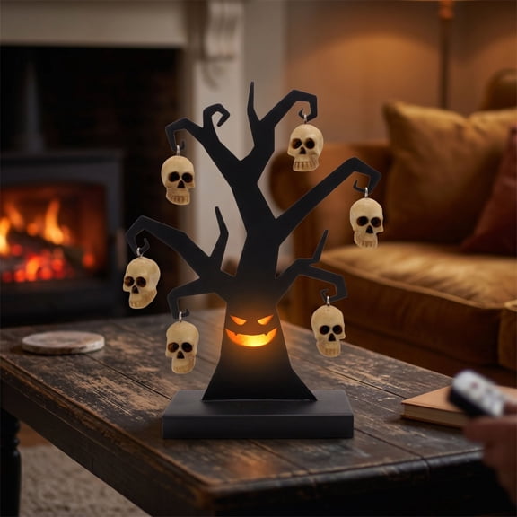 Feledorashia Halloween Metal Tree Ornament, Resin Skull Hanging Decoration, Spooky Scary Dead Tree Scene Prop, Durable Rust-Proof Iron with Hand-Painted Realistic Texture for Indoor Outdoor Use