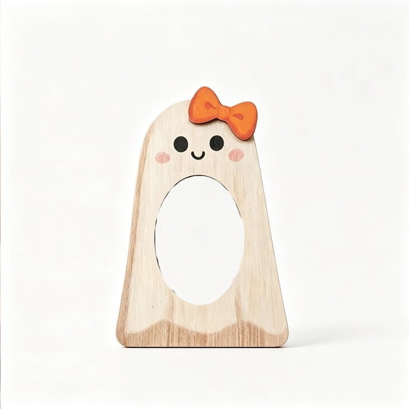 Feledorashia Halloween Photo Frame, Wooden Picture Frame, Pumpkin Ghost Shaped Tabletop Photo Display, Thick Double-Layer Natural Wood, Foldable Easel Stand, Mini Compact Size, Tiered Tray Decor
