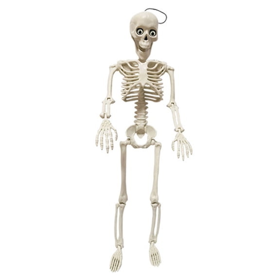 Feledorashia Halloween Skeleton Decoration, Plastic Human Skull Pendant, Foldable Adjustable 40cm Luminous Eye Frame, Durable Weather-Resistant Halloween Party Prop
