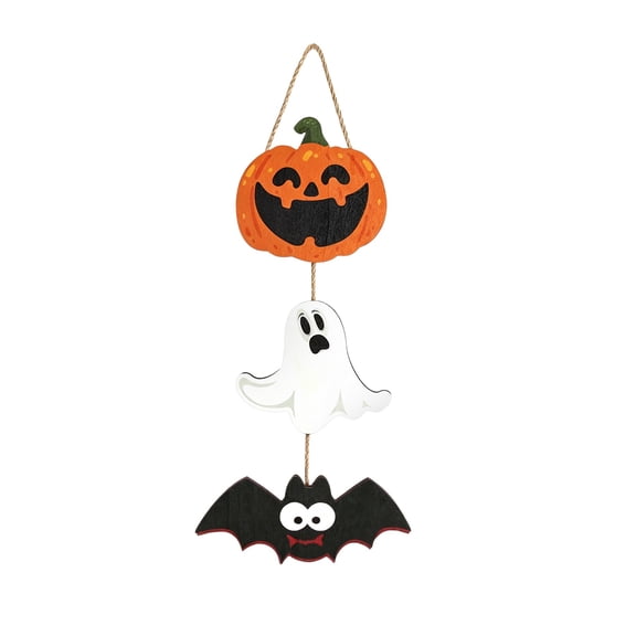 Feledorashia Halloween Wooden Door Sign, Spooky Wood Hanging Ornament, Halloween Party Wall Door Hanging Decor for Home Indoor Outdoor Festival Decoration, Natural Solid Wood Material