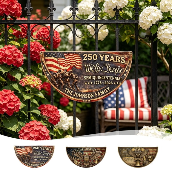 Feledorashia Independence Day Banners, Outdoor Party Decorations, Semi-Circular Polyester Flag Banner for Yard Celebration, Durable Weather-Resistant Hanging Banner for Festive Events
