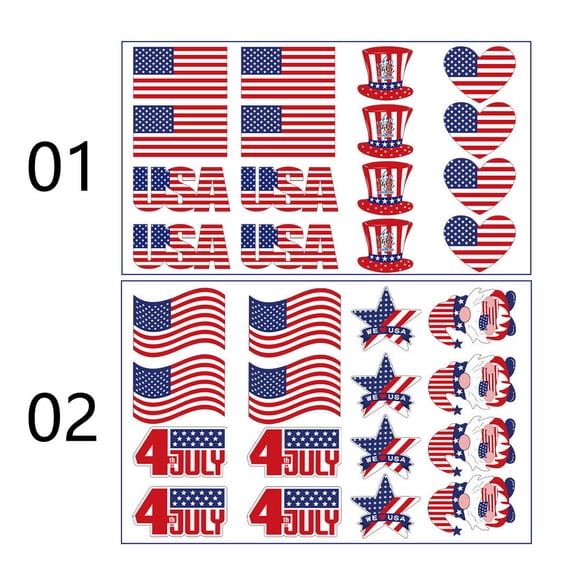 Feledorashia Independence Day Face Stickers, 4th Of July Party Decorations, USA Flag Temporary Tattoos, Non-Toxic Adhesive, Easy To Apply and Remove, Multiple Designs for Holiday Celebration
