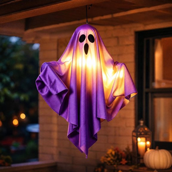 Feledorashia Luminous Fabric Ghost Light, LED Tabletop Light, Halloween Accent for Desk Shelf Mantel Nightstand Window and Decor, Plastic and Lighting Components with Illumination and Display Form