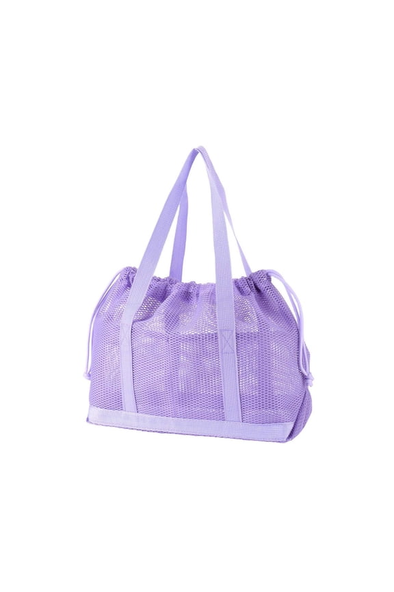 Mesh Drawstring Tote Bag, Large Capacity Beach Bag, Foldable Portable Gym Travel Storage Handbag, Breathable Honeycomb Mesh Fabric with Reinforced Shoulder Straps and Adjustable Closure