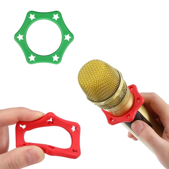 Feledorashia Microphone Ring, Hexagonal Microphone Ring, Non-Slip Microphone Accessory, Flexible Durable Rubber Material, Anti-Roll Cushioning for Standard Handheld Wireless Microphones
