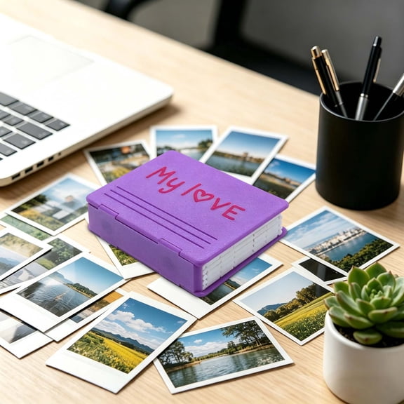 Feledorashia Mini Photo Album, Portable Photo Organizer, Folding Photo Storage Box for 3 Inch Photos, Compact Hardcover Design, Durable Plastic Material, Small Size for Travel and Gift