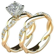 Feledorashia Mothers Day Gifts Rings for Women 2PC Ring Bridal Zircon Diamond Elegant Engagement Wedding Band Ring Set