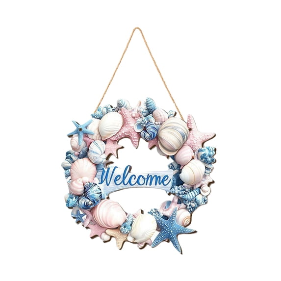 Feledorashia Nautical Welcome Door Sign, Coastal Door Sign, Accent for Front Door Porch Wall Entryway Beach House and Covered Display, Wood with Printed Nautical Design and Attached Hanging Cord