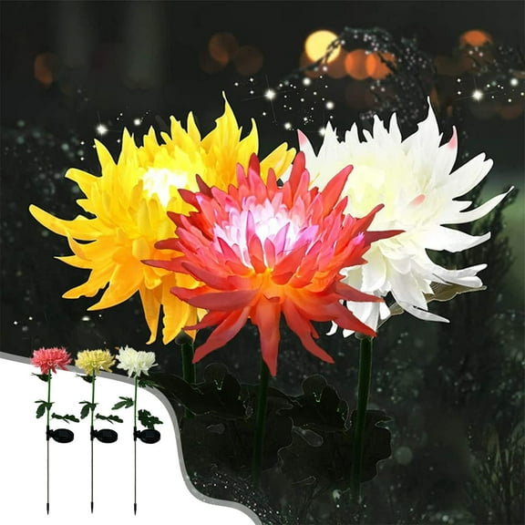 Feledorashia Outdoor Solar Lights, Solar Garden Lights, Artificial Flowers Big Chrysanthemum , Waterproof Solar Lights Outdoor - for Outdoor Landscape Patio Yard Garden Decoration