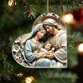 thumbnail image 1 of Feledorashia Personalized Acrylic Christmas Ornaments - 3.15" Heart Holiday Tree Pendants, Nativity Scene Hanging Decor, Christmas Tree Decorations, Religion Gift for Family and Friends, 1 of 5