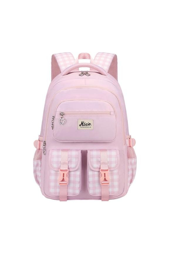 Plaid Backpack, Waterproof Nylon Backpack, Large Capacity Multi Pocket Bookbag for Women, Durable Polyester Material with Water Resistant Coating and 3-Way Carry Design