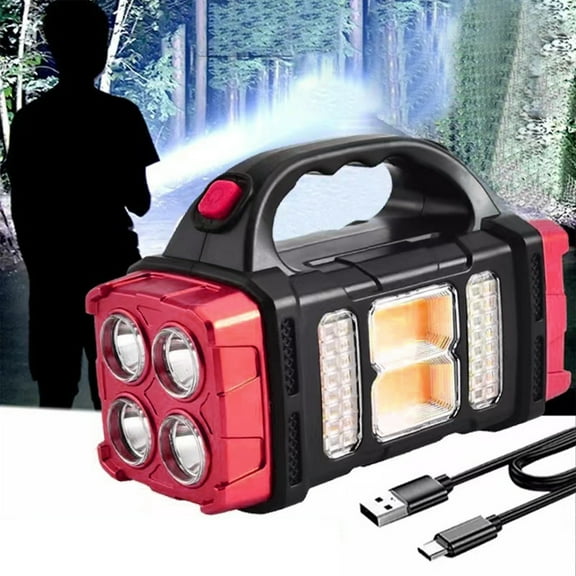 Feledorashia Portable Rechargeable LED Flashlight, Multifunction Outdoor Camping Lantern Flashlight, Strong Light, Waterproof