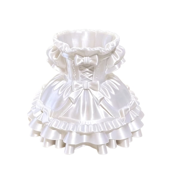 Feledorashia Princess Dress Pen Holder, Desktop Storage Box, Cute Princess Skirt Design Organizer for Makeup Brushes and Stationery, Compact Plastic Desk Accessory for Room Decoration