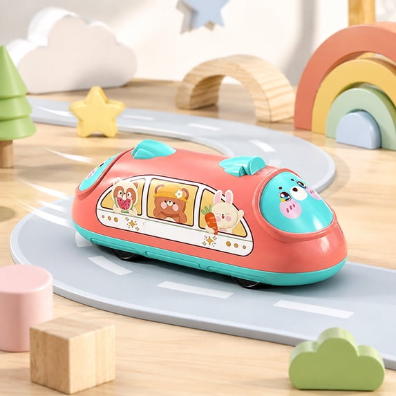 Feledorashia Pull Back Train Toy, Inertia Vehicle Toy, 5.3 Inch Two Way Transit Vehicle for Kids Racing Pretend Scenes Classroom Rewards and Portable Play, Plastic Body with Battery Free Motion