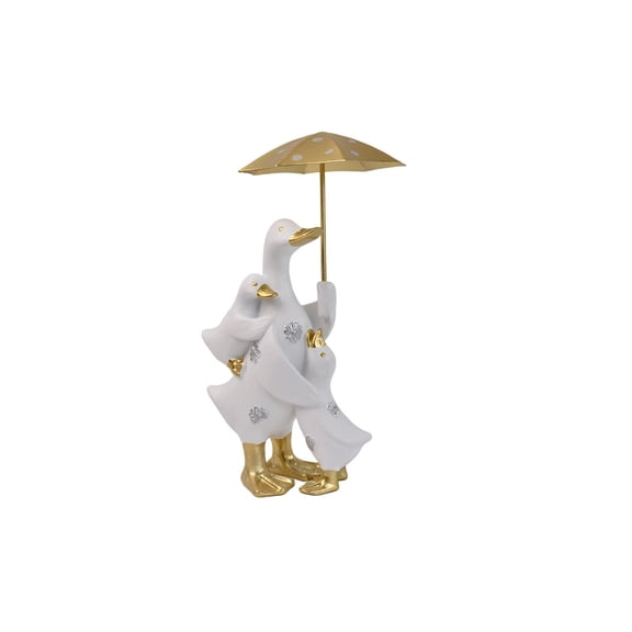 Feledorashia Resin Duck Figurines, Decorative Resin Figurines, Ceramic Ducks Holding Umbrellas Tabletop Ornament, Modern Durable Resin Material for Home Living Room Office Decor