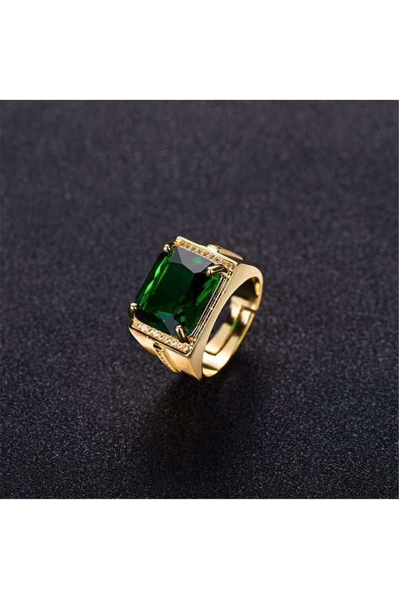 Rings for Men Father's Day Gifts Ring Men's Retro Square Ring Gold Plated Open Ring