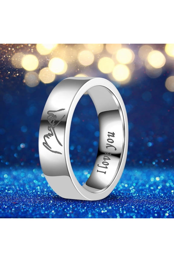 Rings for Women Mather's Day Gifts Stainless Steel Couple Matching Rings for Lovers Letter I Love You Holding Hands Valentine Day Gifts