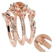 Feledorashia Rings for Women Mothers Day Gifts Three-piece Rose Set with Zircon Rings Can Be A Gift
