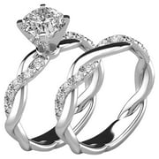 Feledorashia Rings for Women Valentine's Day Gifts 2PC Ring Bridal Zircon Diamond Elegant Engagement Wedding Band Ring Set
