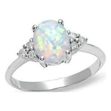 CFXNMZGR Rings For Women Opal Ring Round Opal White Stone Hand Jewelry ...