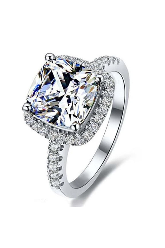 Sales Clearance Rings for Women Valentine's Day Gifts Inlaid Square Super Flash Gemstone Ring Classic Women's Gemstone Ring