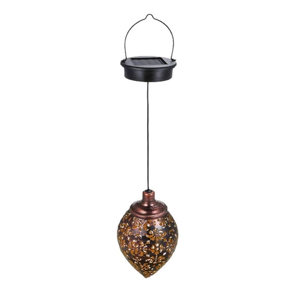 Feledorashia Solar Garden Light, Outdoor Solar Pendant Lamp, Vintage Metal Teardrop Solar Decorative Courtyard Light, Weatherproof Waterproof IP44 Solar Powered Outdoor Lighting
