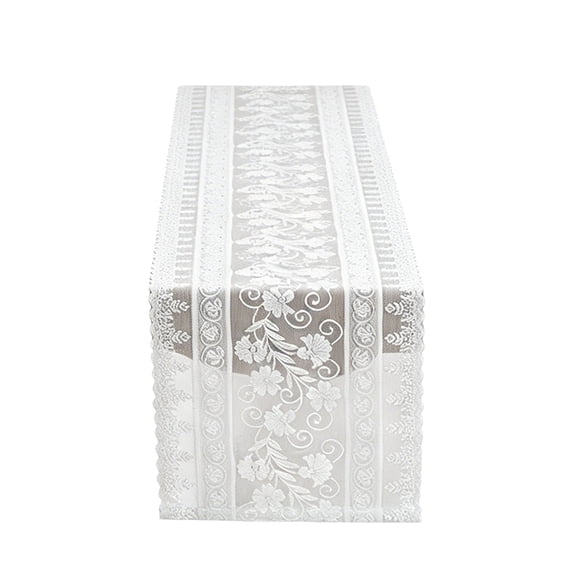 Feledorashia Table Runner, Lace Tablecloth, Hollowed Out Rural Dining Table Decoration, Soft Wrinkle Resistant Polyester Fabric