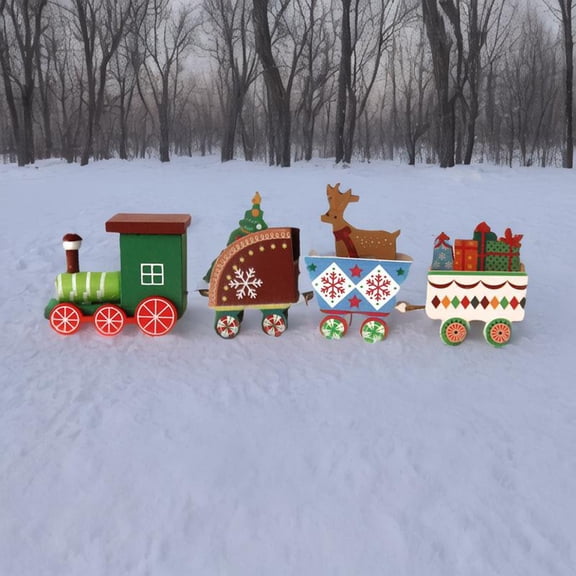 Feledorashia Wooden Train Set for Christmas Indoor Mantelpiece Window Christmas Ornaments Home Office Desk Dining Table Centerpieces Christmas and Birthday Gift for Toddlers 1-3