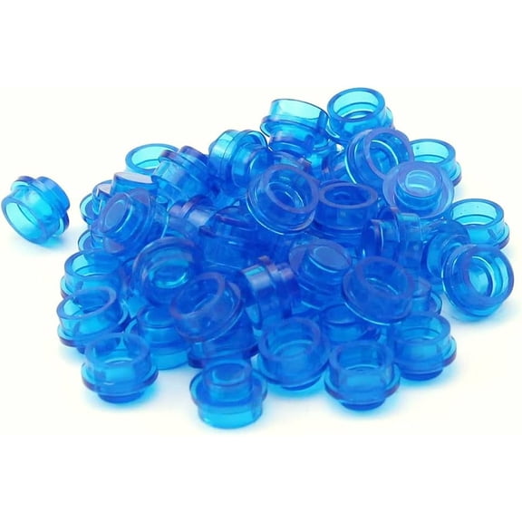 1000PCS Transparent Blue Round Plates 1X1 Building Blocks MOC Water Pieces Bricks Dots Bulk Studs Accessories Kit Compatible with Major Brand