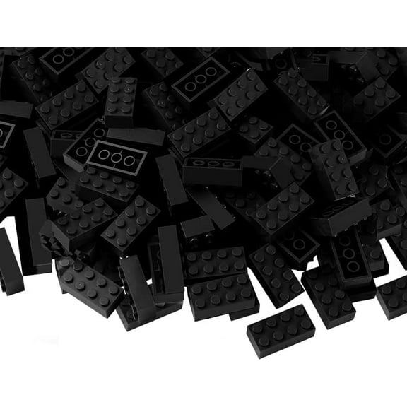 Feleph 100pcs 2x4 Bricks Black Pieces Parts Classic Building Creative Play Blocks Set Parts Toy Accessories Compatible with 3001 Major Brick Brands