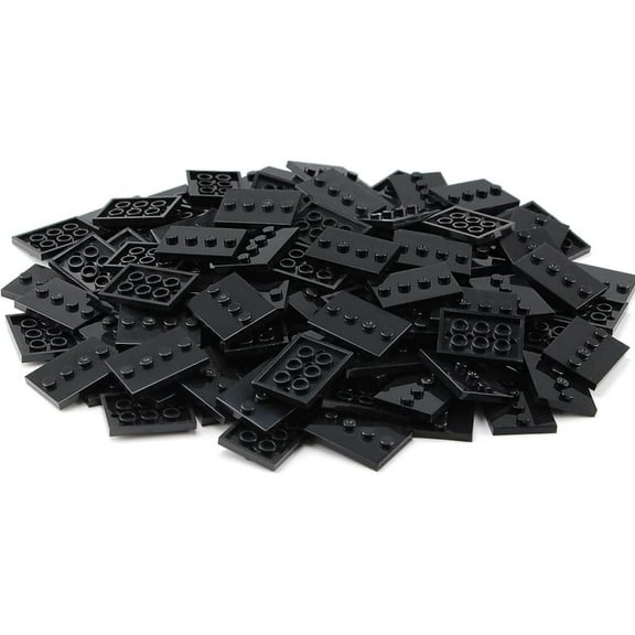 Feleph 120pcs Plates Parts Tile Modified 3x4 with 4 Studs in Center Black Compatible with Figure Display Base Collector Series Pack Set 88646