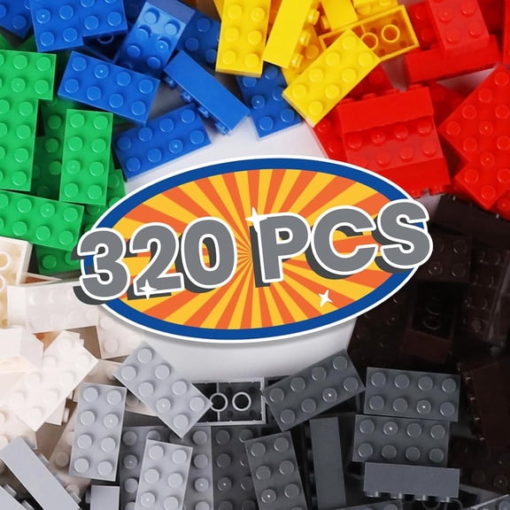 2x4 Bricks 320 Pieces Multicolored Basic Parts Building kit Creative Play Set Blocks Toy Accessories Compatible with 3001 Major Brands (8 Mixed Color)