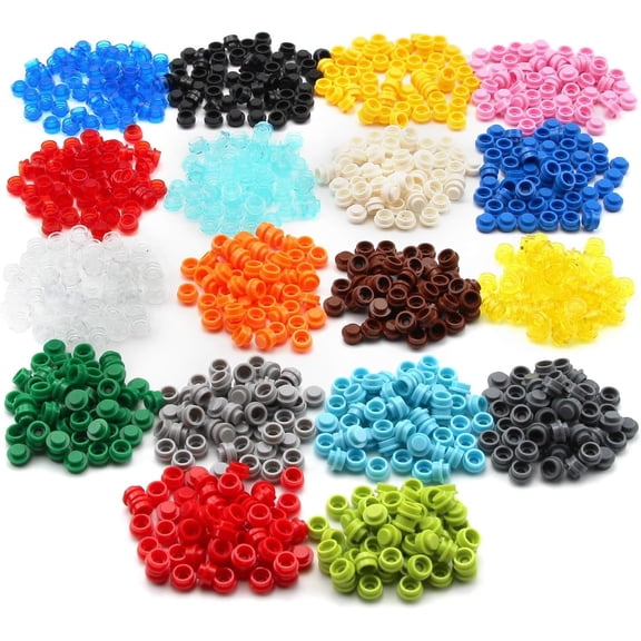 Custom 1000PCS Multicolored Round Plates 1X1 Building Blocks MOC Colors Transparent Pieces Bricks Dots Bulk Studs Accessories Kit Compatible with Major Brand