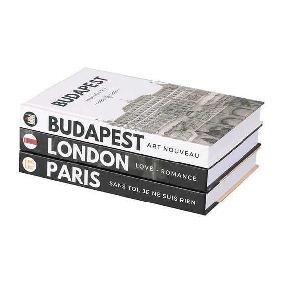 Felhcc Decorative Books Set, Faux Books for Living Room, Neutral, Art Paper, Set of 3