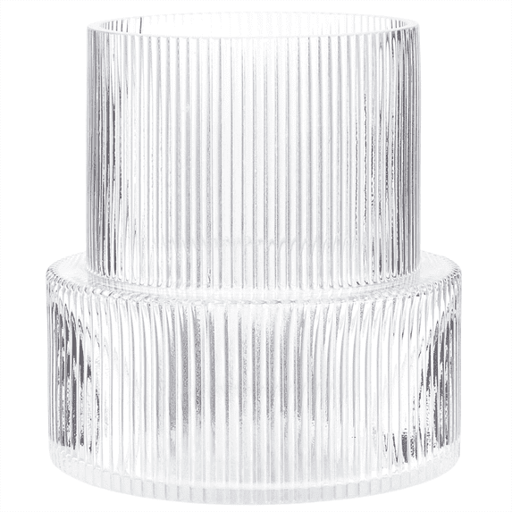 Felhcc Ribbed Glass Vase, Flower Vase, Fluted Glass Vase, Clear Vase for Living Room, Dining Room, Wedding, Office, 7.5 Inches