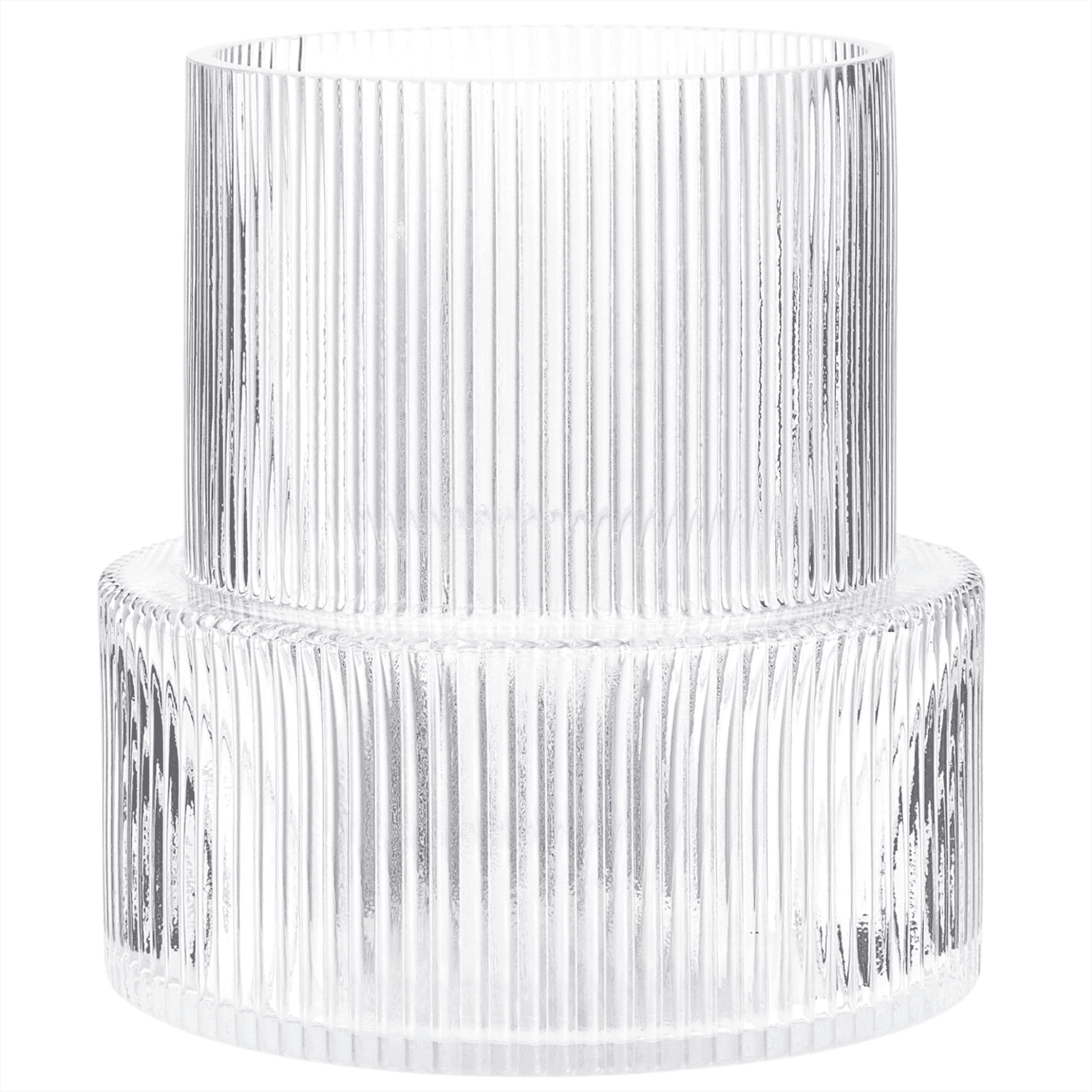 Ribbed Glass Vase, Flower Vase
