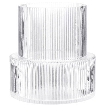 Felhcc Ribbed Glass Vase, Flower Vase, Fluted Glass Vase, Clear Vase for Living Room, Dining Room, Wedding, Office, 7.5 Inches