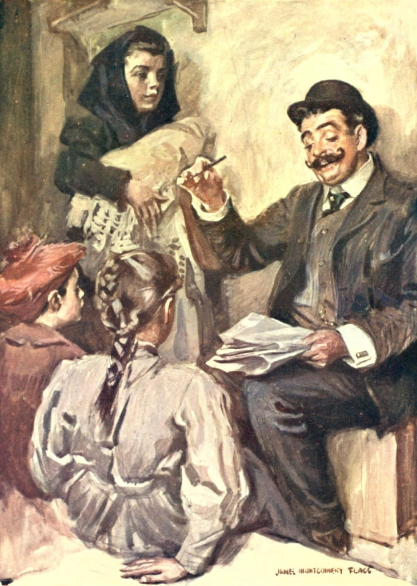 Felice 1908 The Great Barber Canvas Art - James Montgomery Flagg (24 x 36)