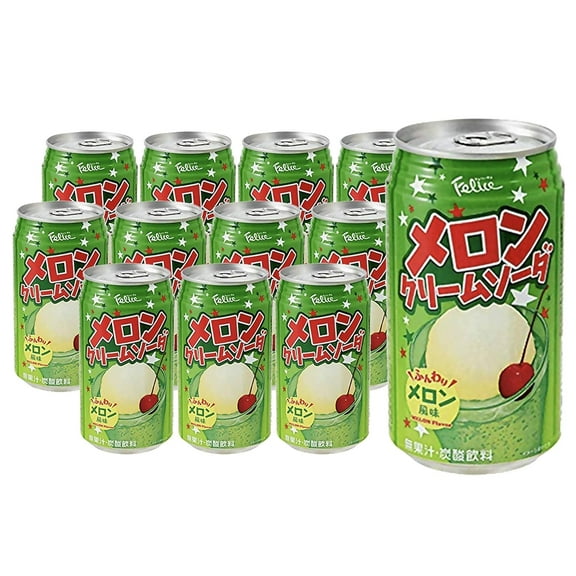 Felice Melon Cream Soda, Extremely Popular in Japan - 11.83 Fl Oz | Pack of 12