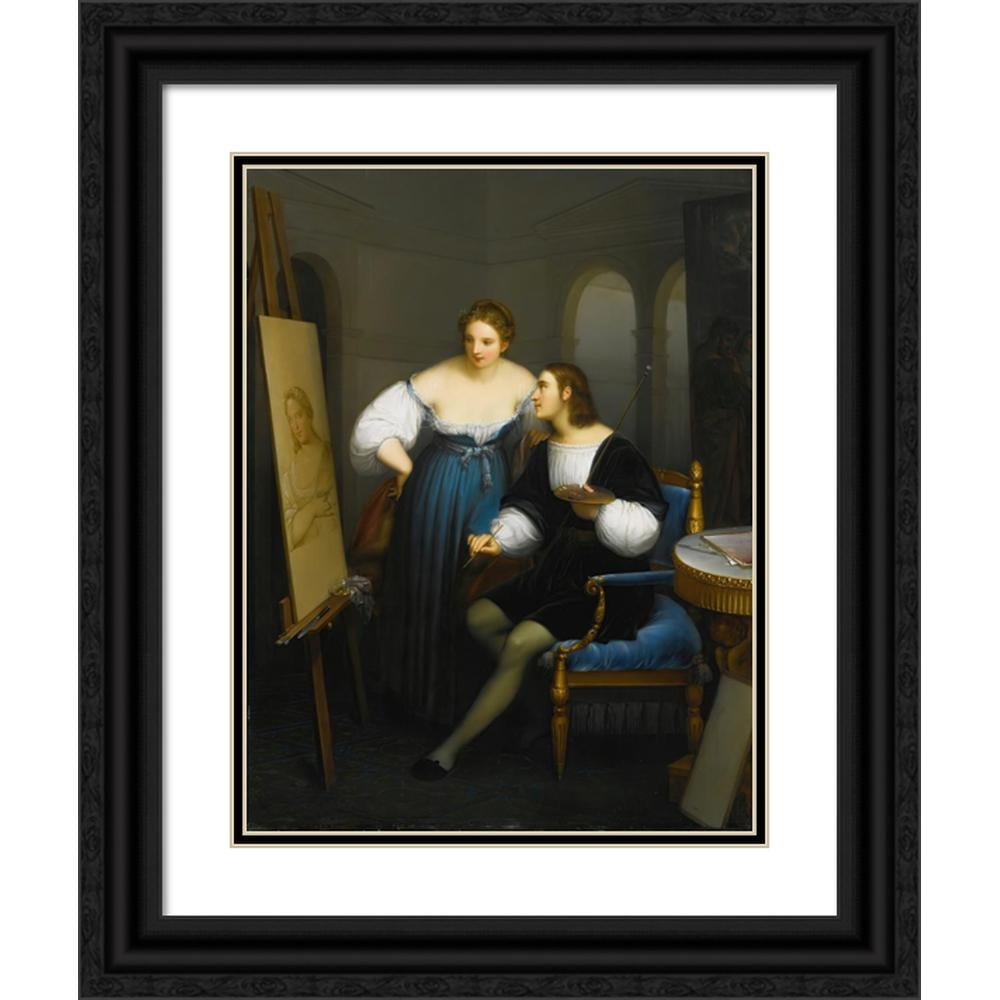 Felice Schiavoni 19x24 Black Ornate Framed Double Matted Museum Art Print  Titled: Raphael\u0026nbsp;Painting La\u0026nbsp;Fornarina (1832) - Walmart.com, image size:1000x1000