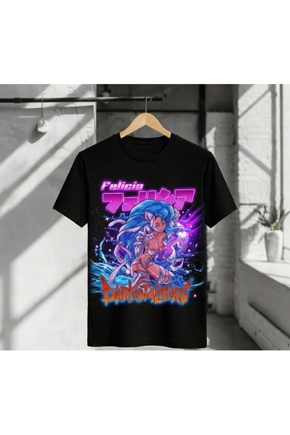 Felicia Darkstalkers Anime Graphic T-Shirt Capcom Fighting Game Waifu Tee