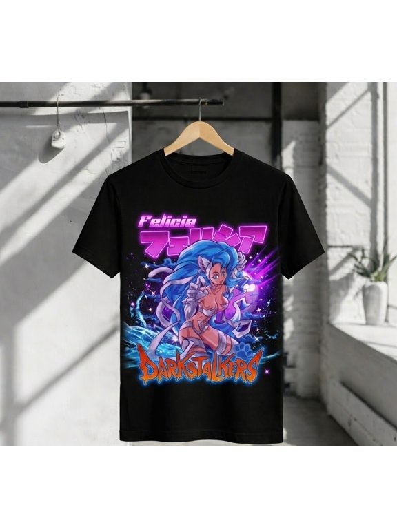 Felicia Darkstalkers Anime Graphic T-Shirt Capcom Fighting Game Waifu Tee