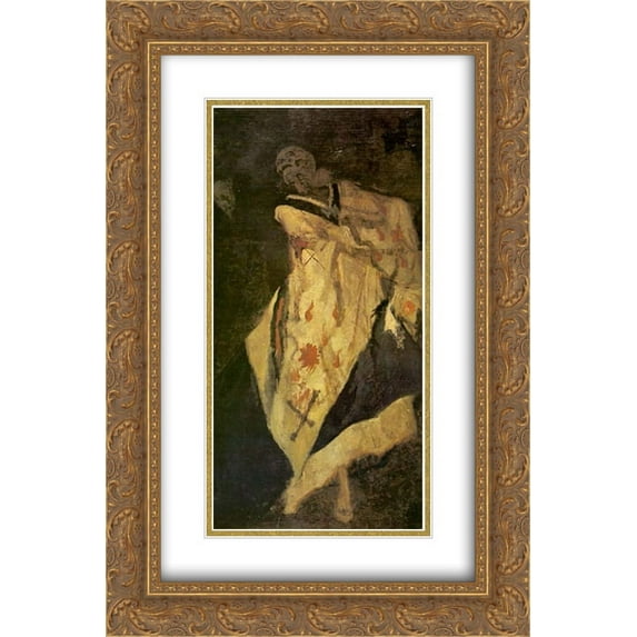 Felicien Rops 2x Matted 16x24 Gold Ornate Framed Art Print 'Death at the Ball'