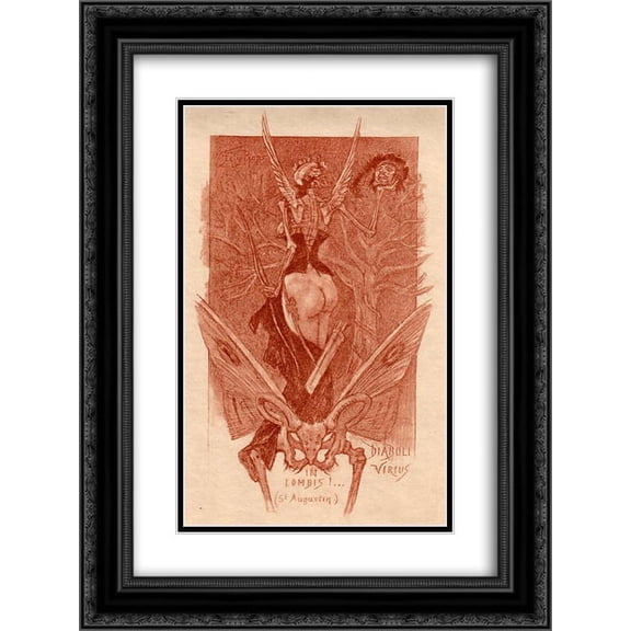 Felicien Rops 2x Matted 18x24 Black Ornate Framed Art Print 'The Sentimental Initiation'