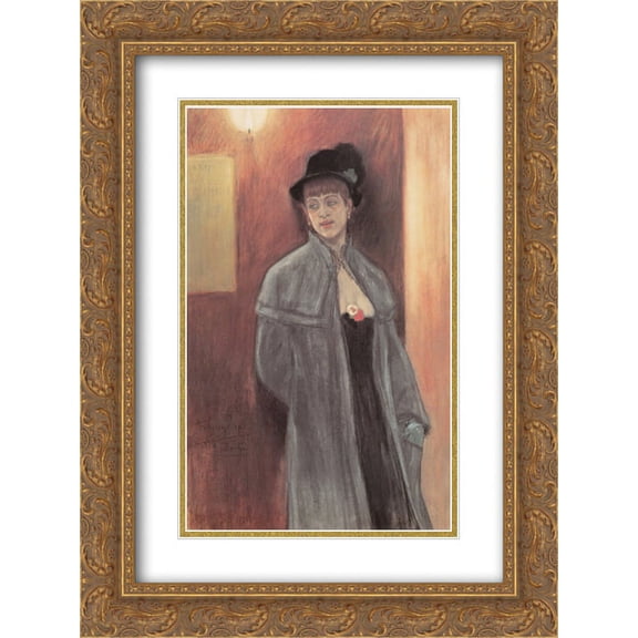 Felicien Rops 2x Matted 18x24 Gold Ornate Framed Art Print 'The Slag'