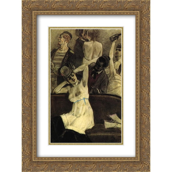 Felicien Rops 2x Matted 20x24 Gold Ornate Framed Art Print 'The Sailors' Den'